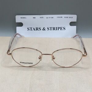 Vintage Stars and Stripes Brand Rose Gold Full Rim Oval  EyeGlasses 54-17-140
